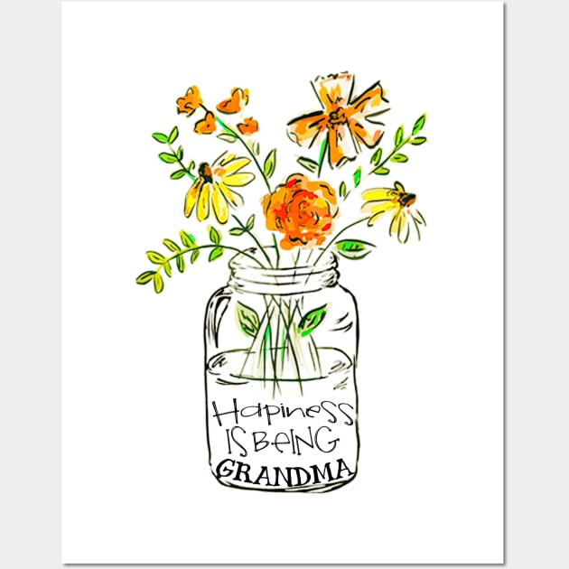 Happiness is being grandma floral gift Wall Art by DoorTees